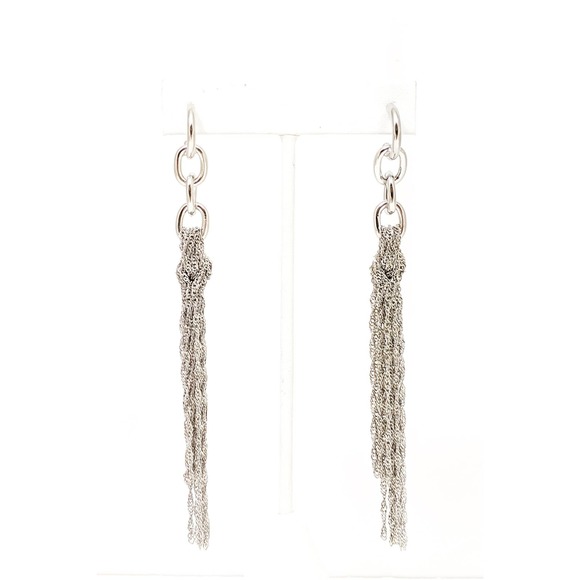 Chain Dangle Earrings Silvertone - Picture 1 of 2